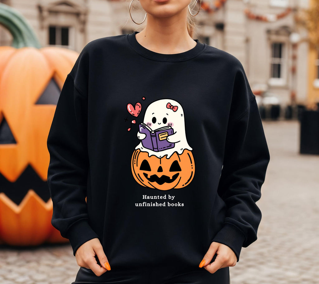 Halloween Pullover für Bücherliebhaber, Gespenst Lesen Shirt, Geschenk für Buchliebhaber, Bücherwurm Pullover, Book Lover Sweater, Hoodie