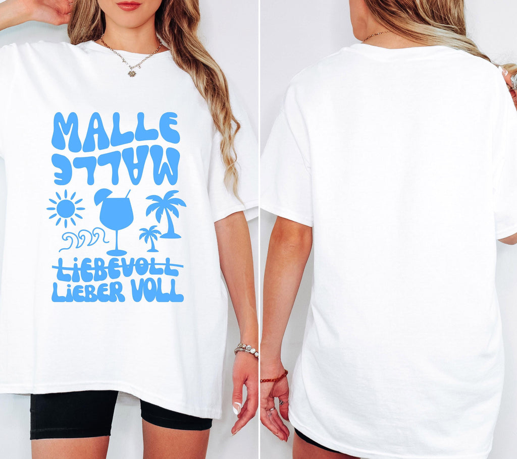Malle Shirt Damen, blau, Mallorca 2026, Gruppenshirts, Malle TShirt lustig, Spruch, Frauen, Männer, Bier Shirt, Sauf T-Shirt, Girls Trip