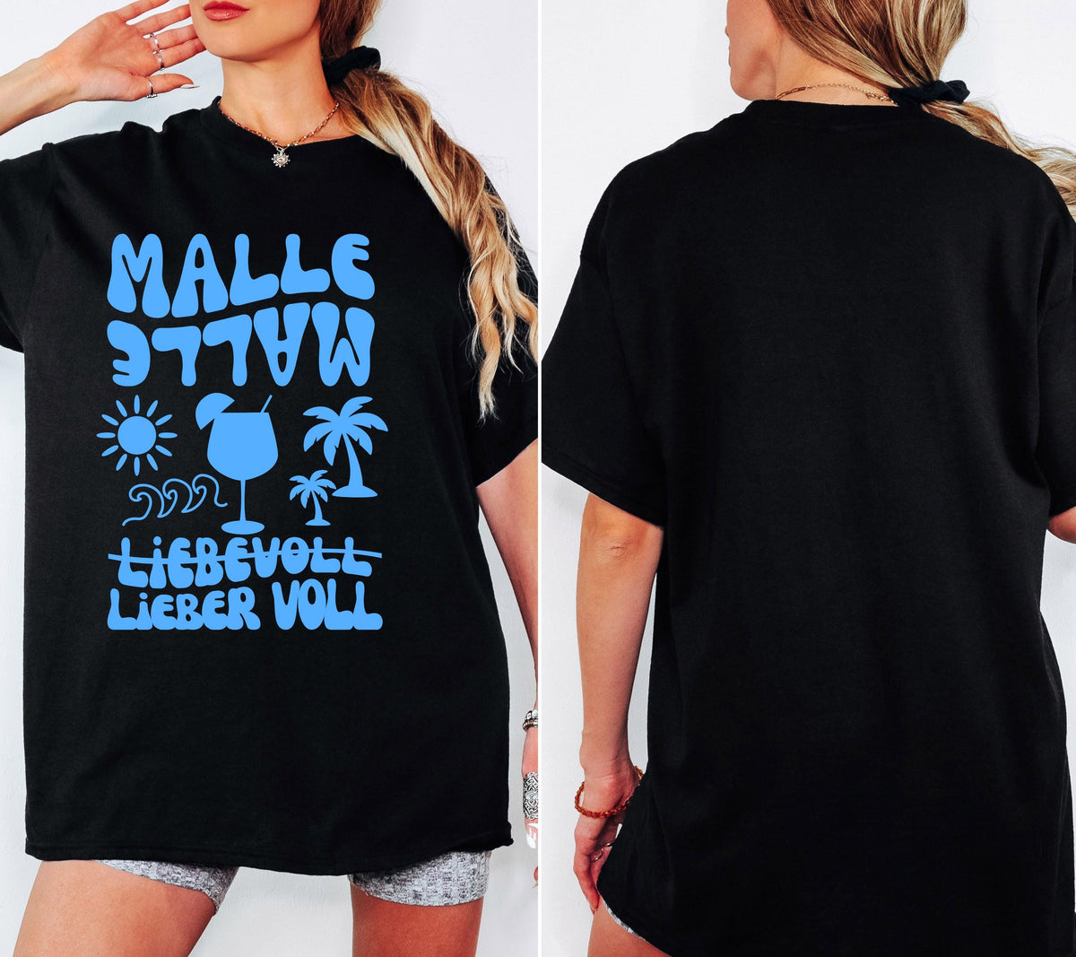 Malle Shirt Damen, blau, Mallorca 2026, Gruppenshirts, Malle TShirt lustig, Spruch, Frauen, Männer, Bier Shirt, Sauf T-Shirt, Girls Trip