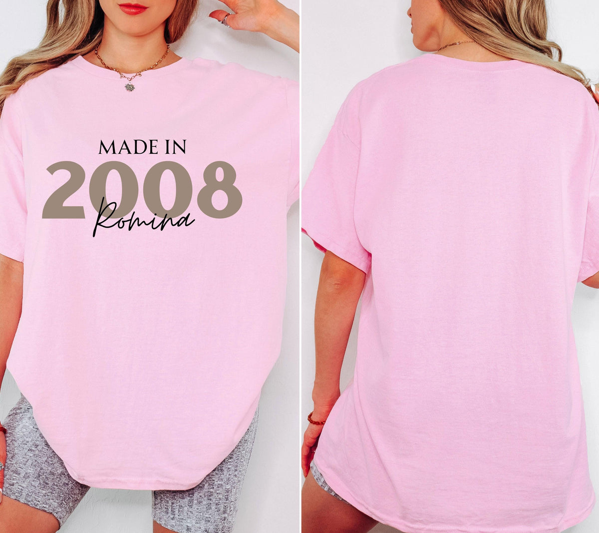 Personalisiertes Geschenk 18. Geburtstag, Geburtstagsshirt, Birthday Shirt, 18, Achtzen, Freundin, Schwester, Tochter, Outfit, 2008, Made in