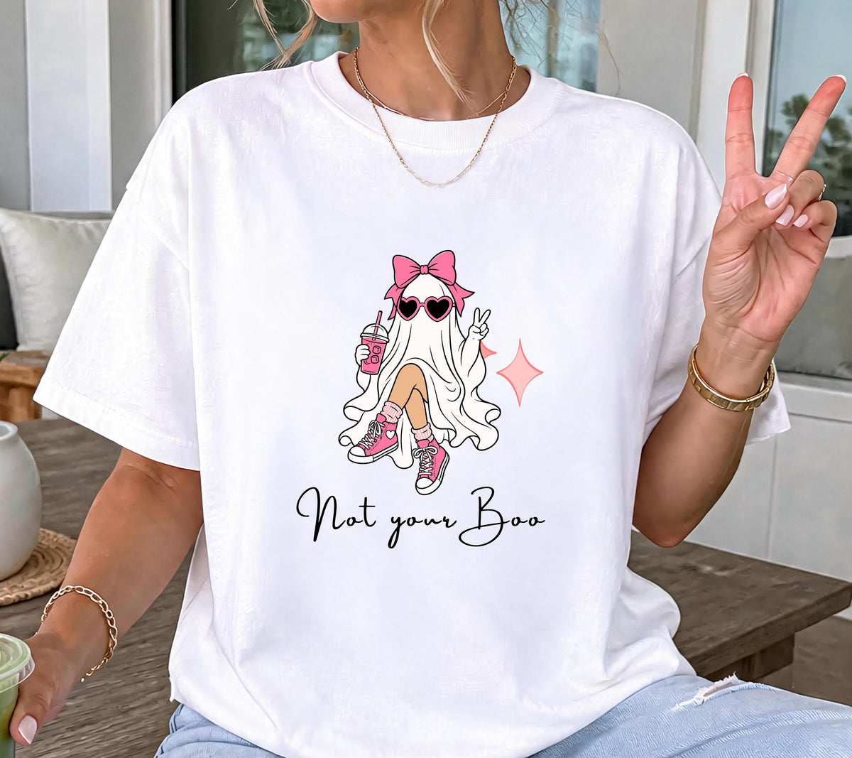 Halloween Shirt Damen – Lustiges Halloween T-Shirt, Pumpkin Spice Outfit, Spooky Shirt, Not Your Boo, Halloween Outfit, Herbst Shirt, pink