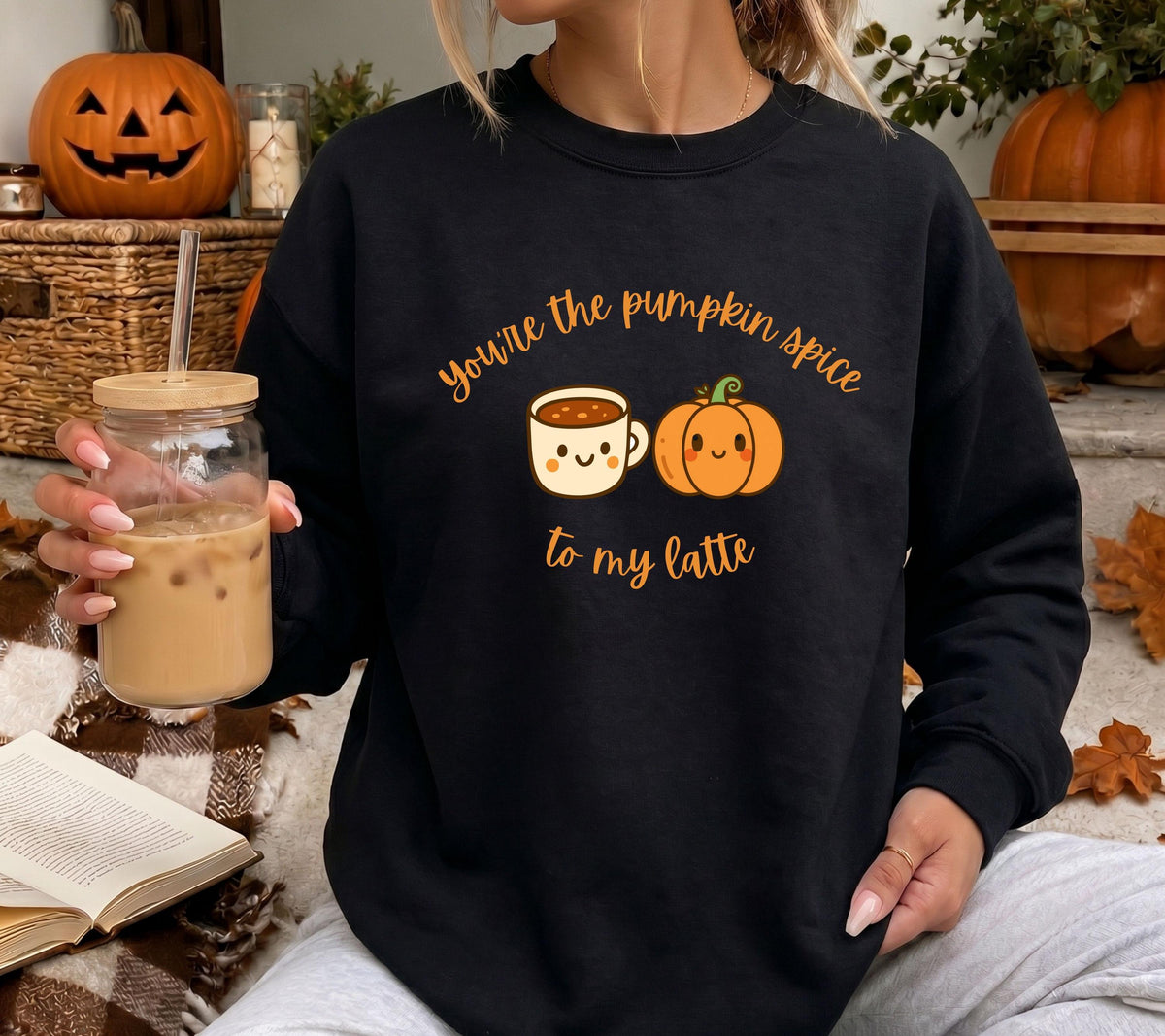 Herbst Pullover, Pumpkin Spice, Herbst Outfit Damen, Herbst Pulli, braun, Sweatshirt Herbst, Geschenk Kaffeeliebhaber, Kaffe, Latte, Kürbis