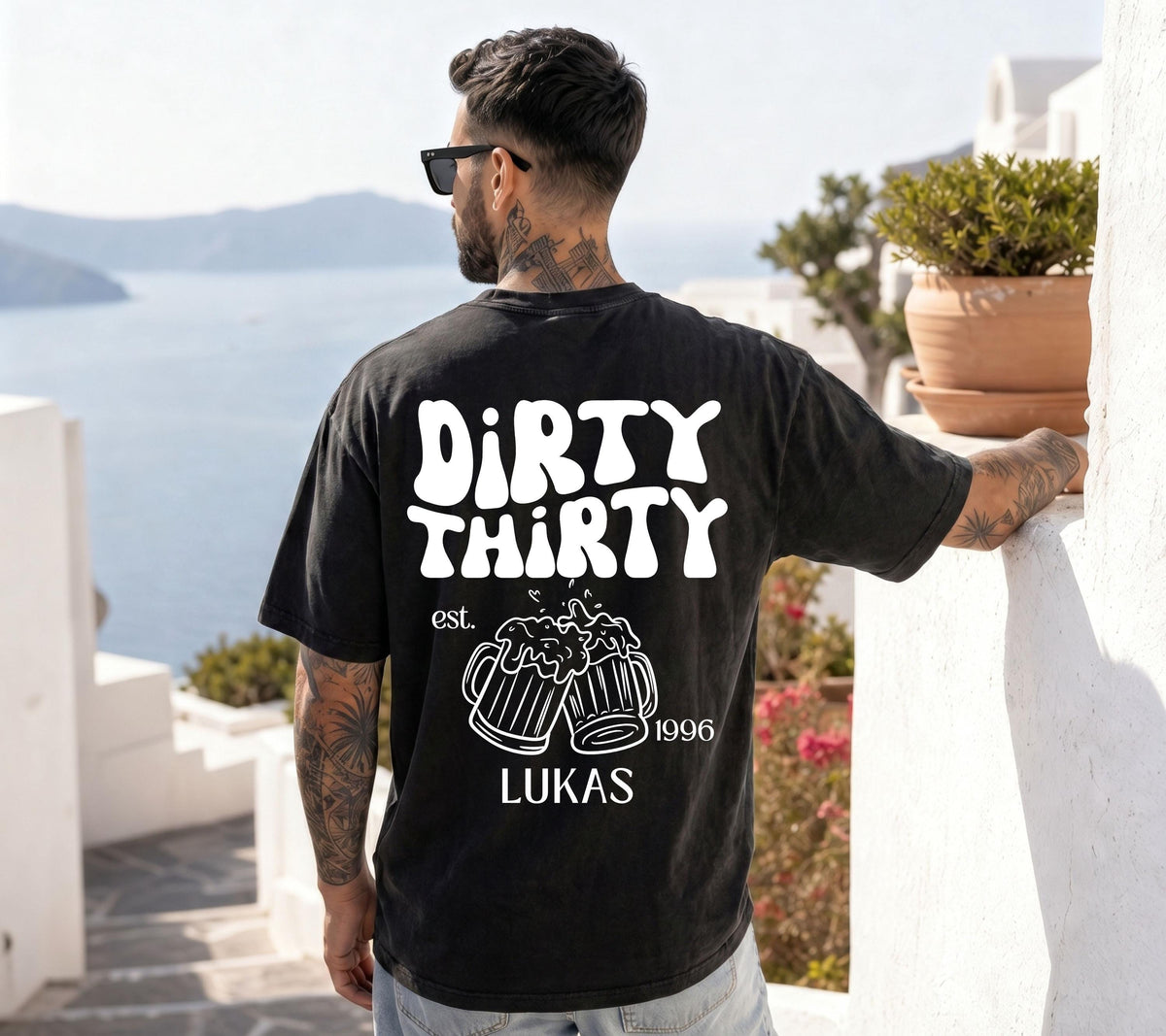 Dirty Thirty Shirt, Männer, Geburtstags Shirt, est 1996, personalisiertes 30. Geburtstag Shirt, Geschenkidee dreißig, 30 Jahre, Herren