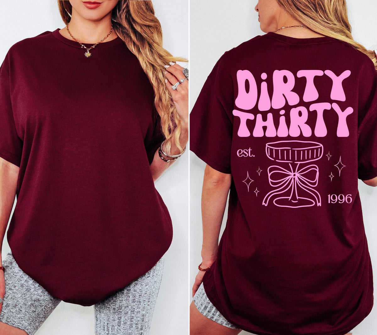Dirty 30 Shirt, Geburtstagsshirt, est 1996, personalisiertes Geschenk, Geschenkidee Geburtstag dreißig, 30 Jahre, Birthday, Geschenke Frau