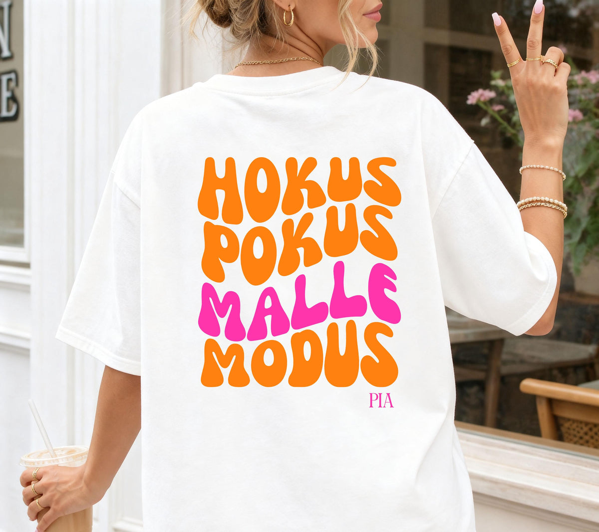 Malle Shirt, Hokus Pokus Malle Modus, Malle Tshirt, Mallorca Shirt, Bier Shirt, Ballermann Outfits, personalisiert, Damen, JGA, pink orange