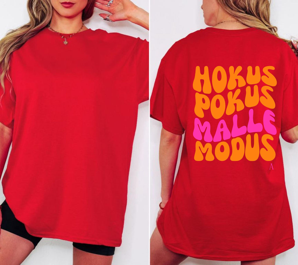 Malle Shirt, Hokus Pokus Malle Modus, Malle Tshirt, Mallorca Shirt, Bier Shirt, Ballermann Outfits, Gruppe, Damen, JGA Shirts, pink orange