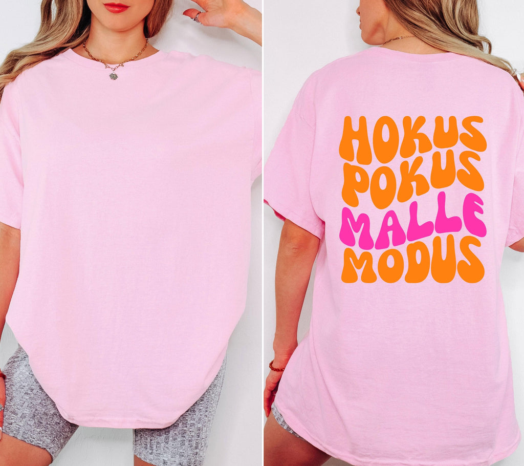 Malle Shirt, Hokus Pokus Malle Modus, Malle Tshirt, Mallorca Shirt, Bier Shirt, Ballermann Outfits, Gruppe, Damen, JGA Shirts, pink orange