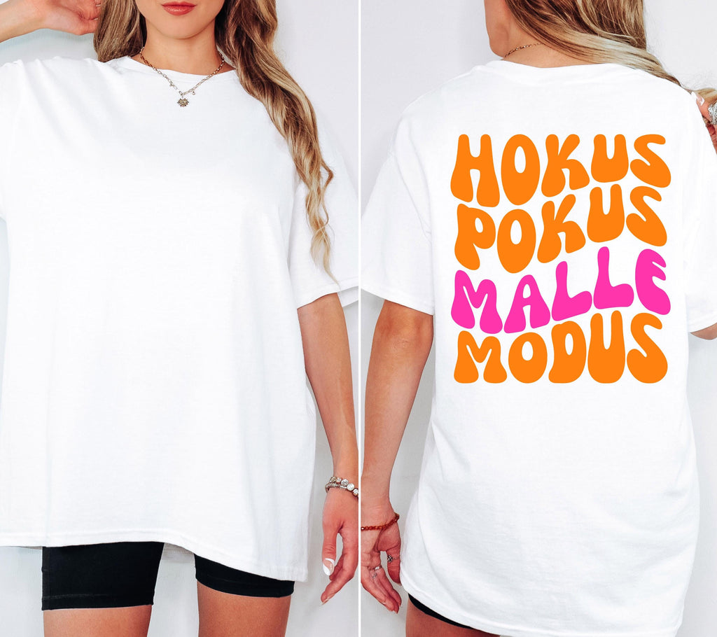 Malle Shirt, Hokus Pokus Malle Modus, Malle Tshirt, Mallorca Shirt, Bier Shirt, Ballermann Outfits, Gruppe, Damen, JGA Shirts, pink orange