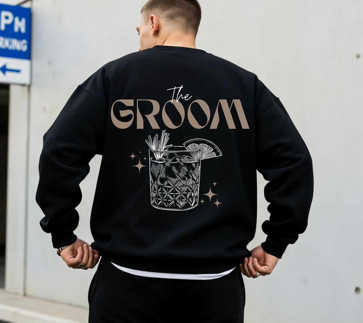 JGA Pullover, Morgengabe Bräutigam, Groom Sweater, JGA Männer, Herren Hoodie, Geschenke für den Bräutigam, Junggesellenabschied, Crew, weiß