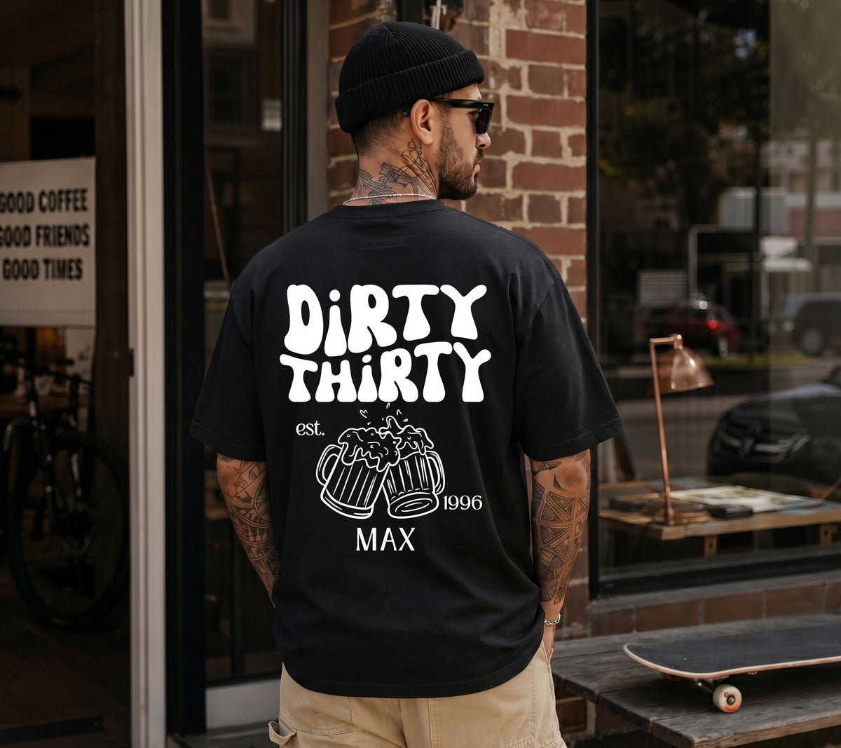 Dirty Thirty Shirt, Männer, Geburtstags Shirt, est 1996, personalisiertes 30. Geburtstag Shirt, Geschenkidee dreißig, 30 Jahre, Herren