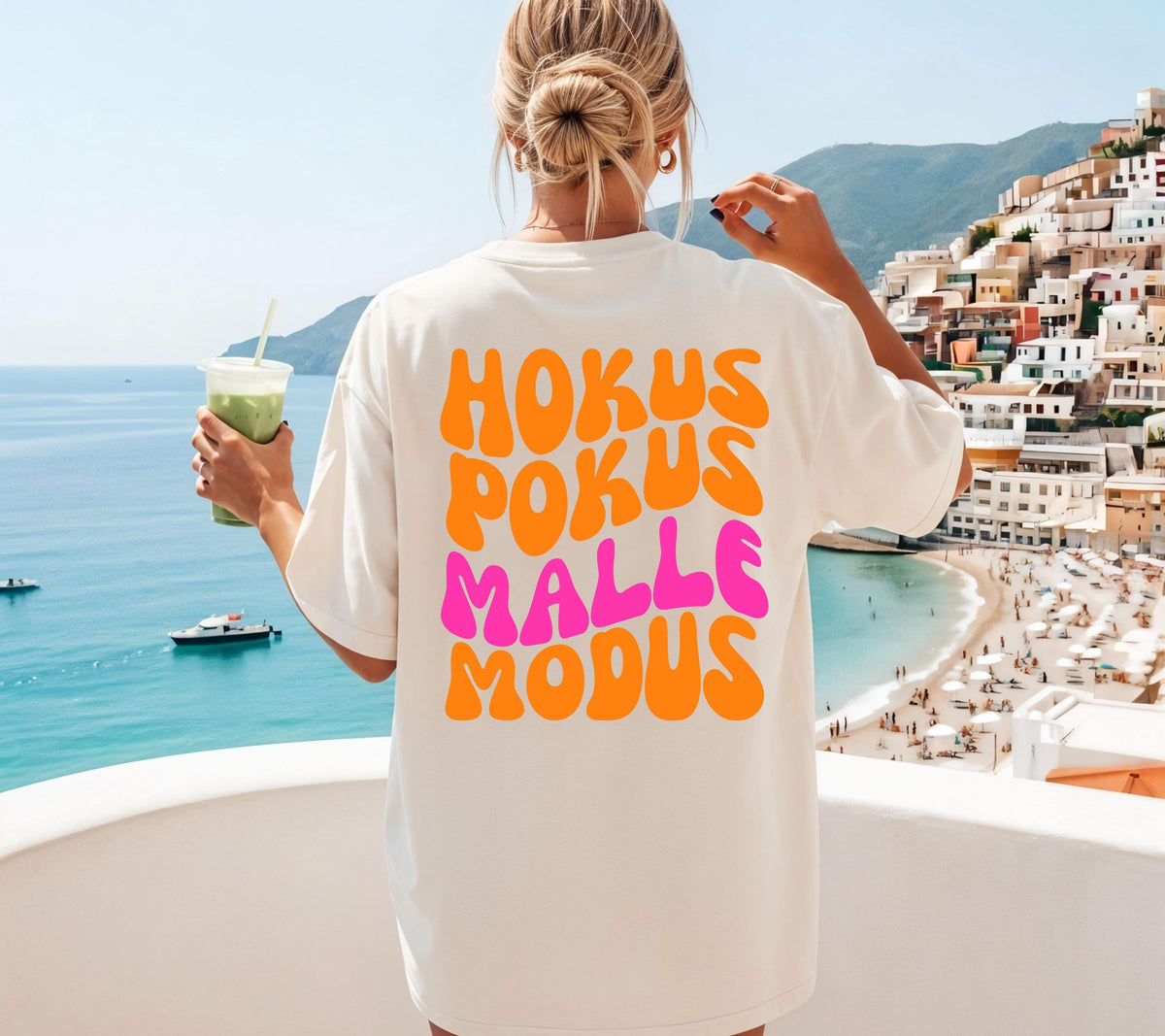 Malle Shirt, Hokus Pokus Malle Modus, Malle Tshirt, Mallorca Shirt, Bier Shirt, Ballermann Outfits, Gruppe, Damen, JGA Shirts, pink orange