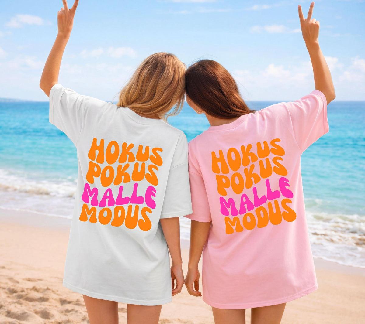 Malle Shirt, Hokus Pokus Malle Modus, Malle Tshirt, Mallorca Shirt, Bier Shirt, Ballermann Outfits, Gruppe, Damen, JGA Shirts, pink orange