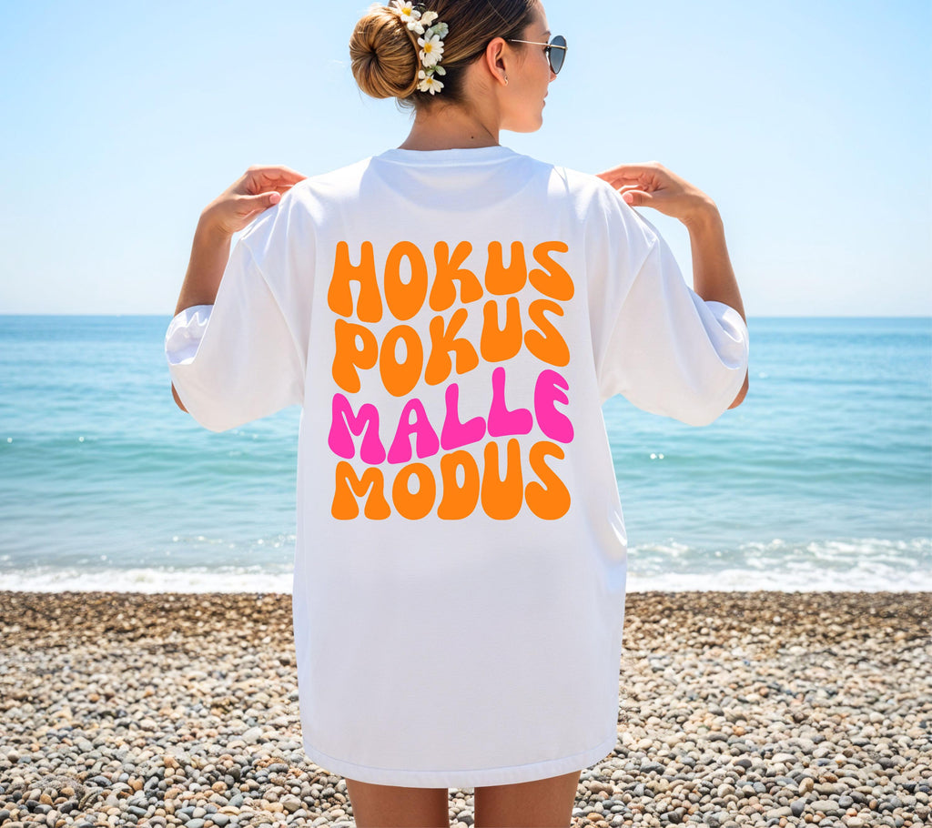 Malle Shirt, Hokus Pokus Malle Modus, Malle Tshirt, Mallorca Shirt, Bier Shirt, Ballermann Outfits, Gruppe, Damen, JGA Shirts, pink orange