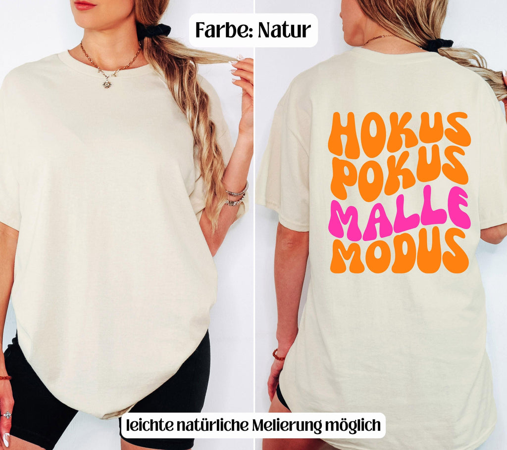Malle Shirt, Hokus Pokus Malle Modus, Malle Tshirt, Mallorca Shirt, Bier Shirt, Ballermann Outfits, Gruppe, Damen, JGA Shirts, pink orange