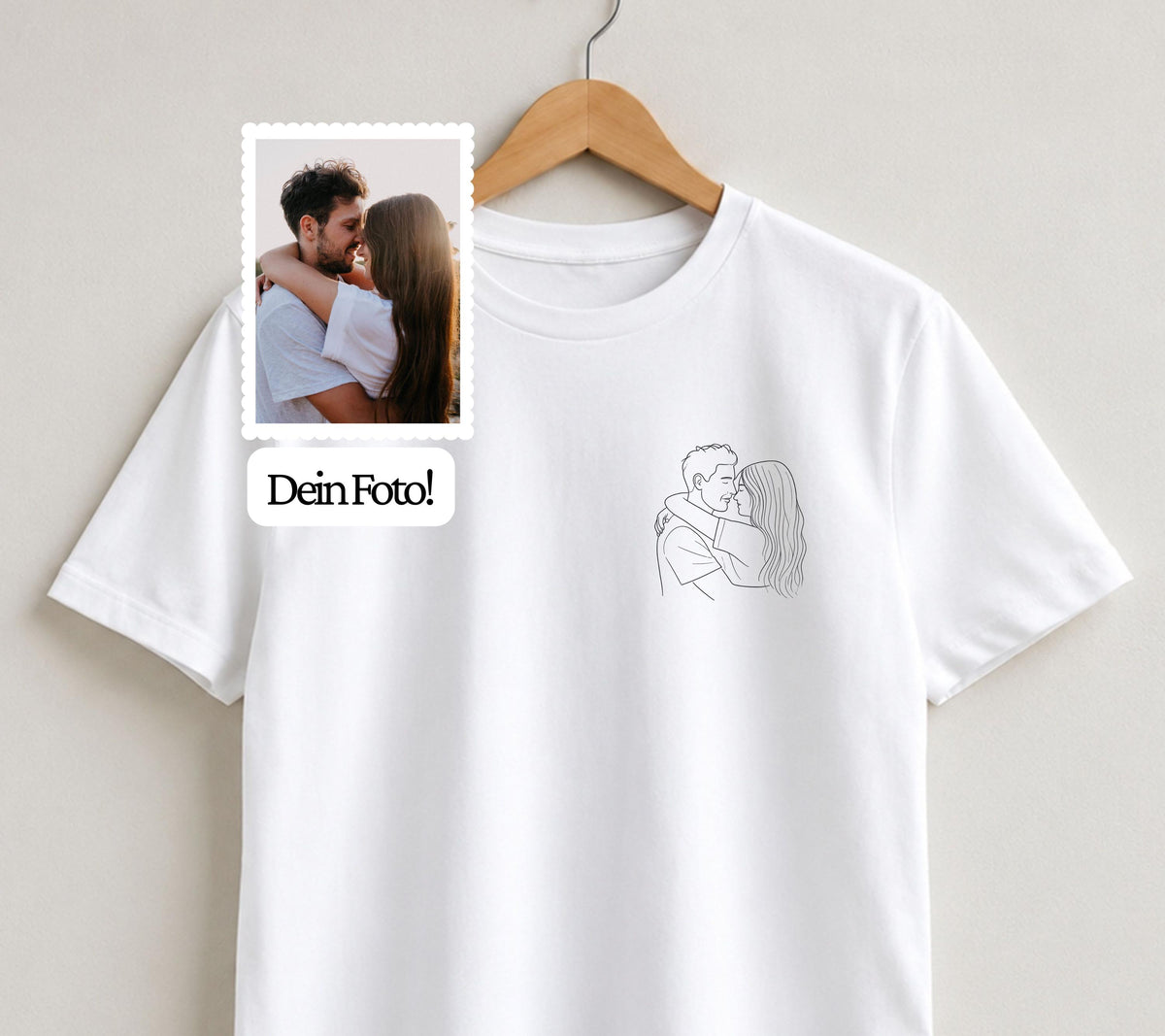Jahrestag Geschenk für Ihn, Foto Shirt, Line Art Tshirt, personalisiertes Pärchen Geschenk, Outline Druck, Geschenk Freund Jahrestag, Paar