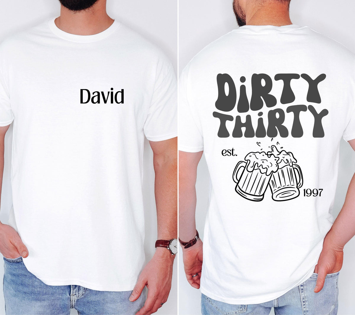 Dirty Thirty Shirt, Männer, Geburtstags Shirt mit Name, personalisiertes 30. Geburtstag Shirt, Geschenkidee dreißig, 30 Jahre, Herren Tshirt
