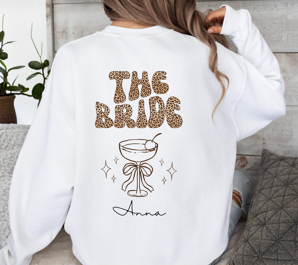 Braut Pullover Leo Muster, JGA Sweater personalisiert mit Namen, Verlobungsfeier, Polterabend, Bride to be, Pulli, Sweatshirt, Leopard