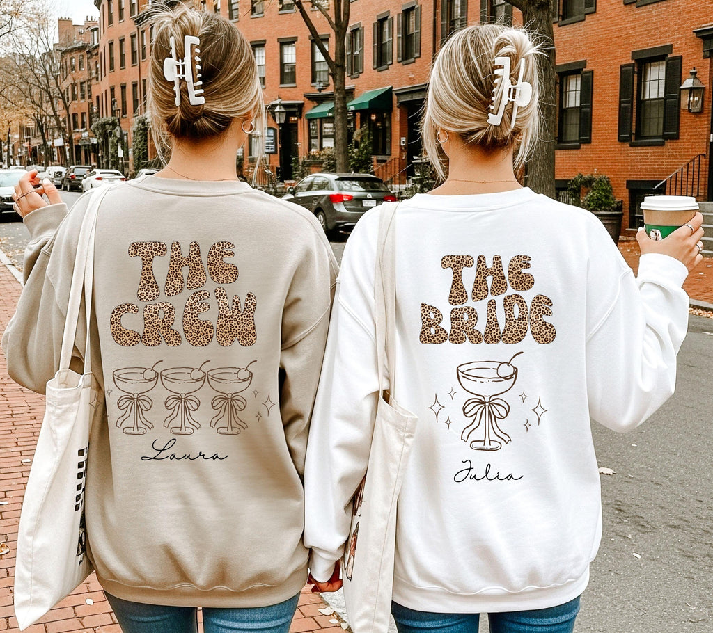 Braut Pullover Leo Muster, JGA Sweater personalisiert mit Namen, Verlobungsfeier, Polterabend, Bride to be, Pulli, Sweatshirt, Leopard