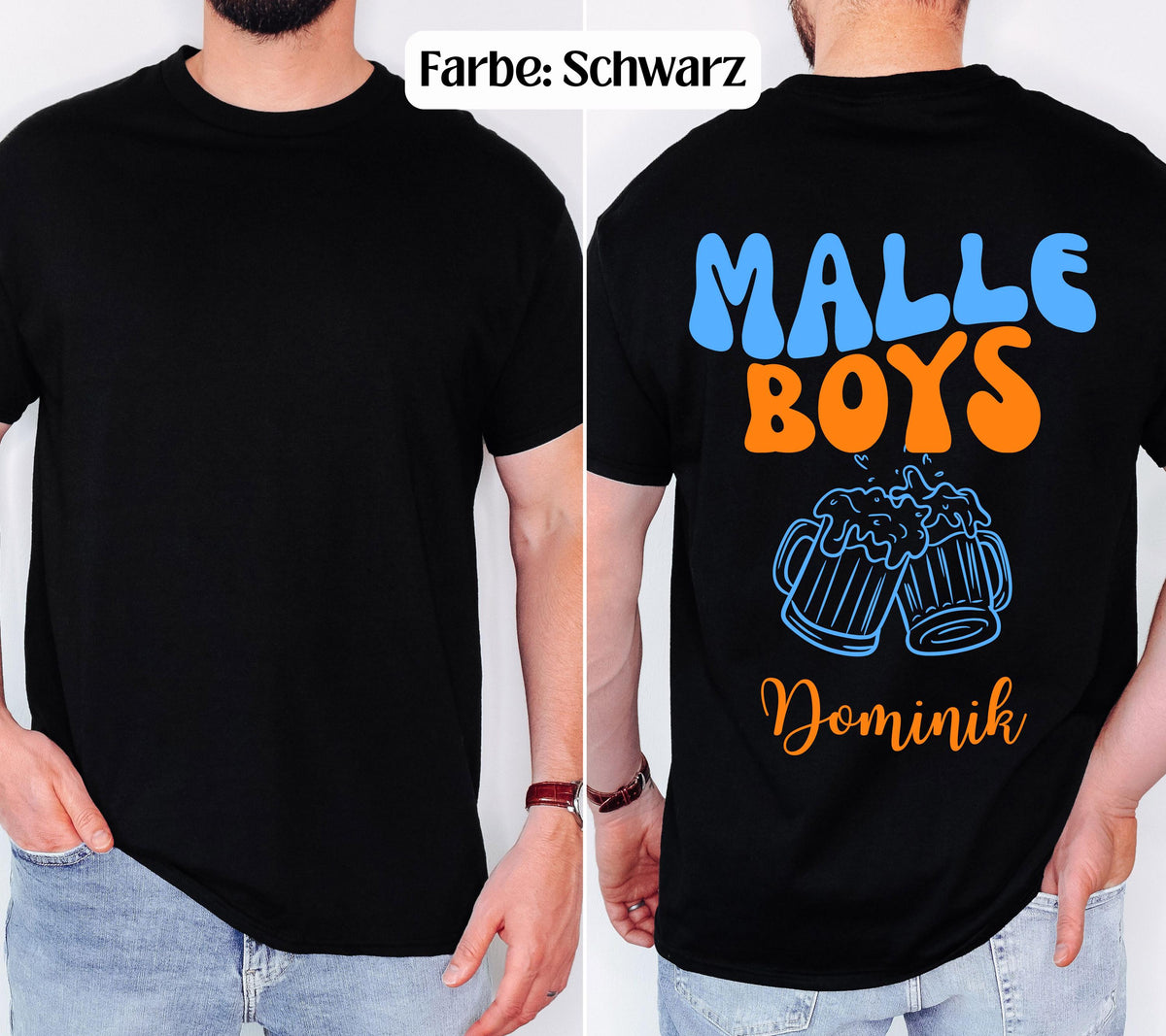 Malle Shirt Damen und Herren, Malle Shirts, Malle Girls & Boys, personalisiert mit Name, Mallorca Shirts, Bier Shirt, Gruppenshirt, Tshirt