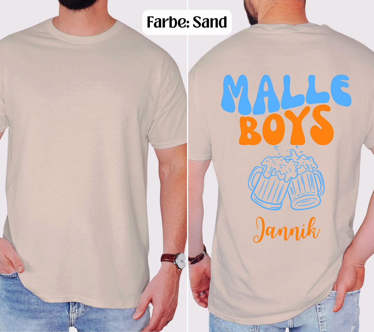 Malle Shirt Damen und Herren, Malle Shirts, Malle Girls & Boys, personalisiert mit Name, Mallorca Shirts, Bier Shirt, Gruppenshirt, Tshirt