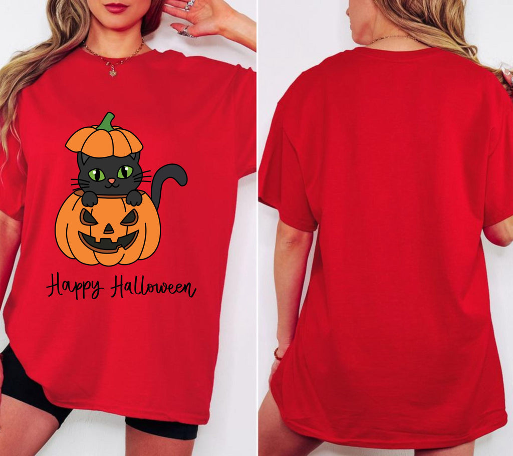 Halloween Shirt, Katzen Shirt, Gruseliges Tshirt, Katze, Geschenk Halloween, Herbst T-Shirt, Katzenliebhaber, Katzenmama, Damen, Frauen