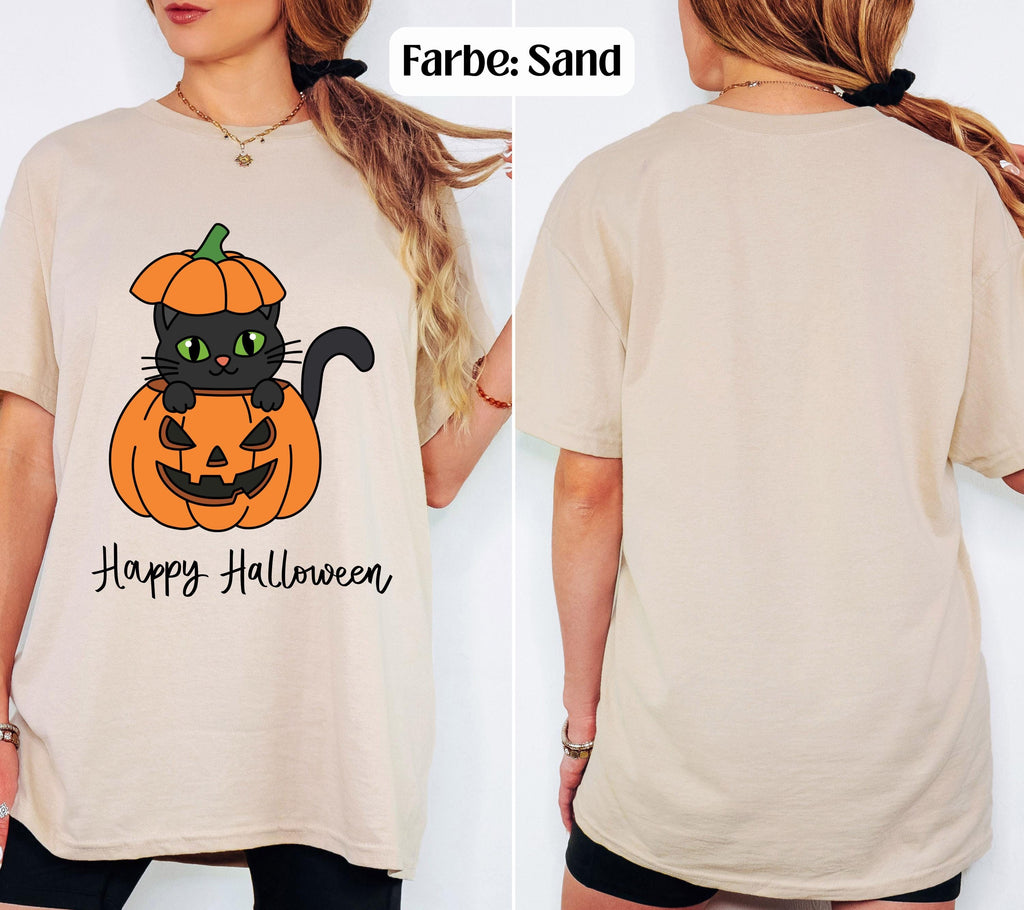 Halloween Shirt, Katzen Shirt, Gruseliges Tshirt, Katze, Geschenk Halloween, Herbst T-Shirt, Katzenliebhaber, Katzenmama, Damen, Frauen