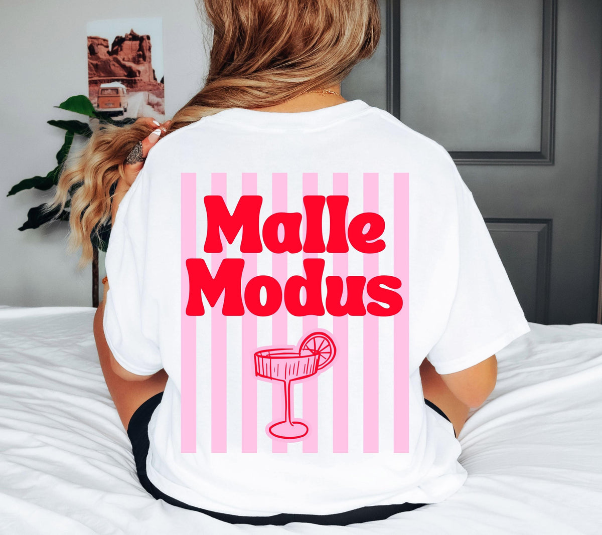 Malle Shirt, Malle Modus, Malle Tshirt, Mallorca Shirt, Bier Shirt, Ballermann Outfits, personalisiert, Damen, JGA, rosa rot