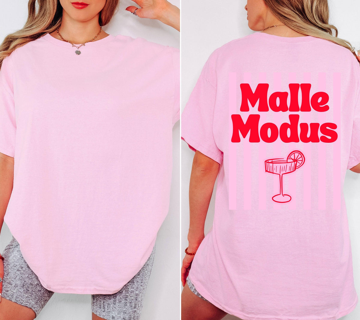 Malle Shirt, Malle Modus, Malle Tshirt, Mallorca Shirt, Bier Shirt, Ballermann Outfits, personalisiert, Damen, JGA, rosa rot
