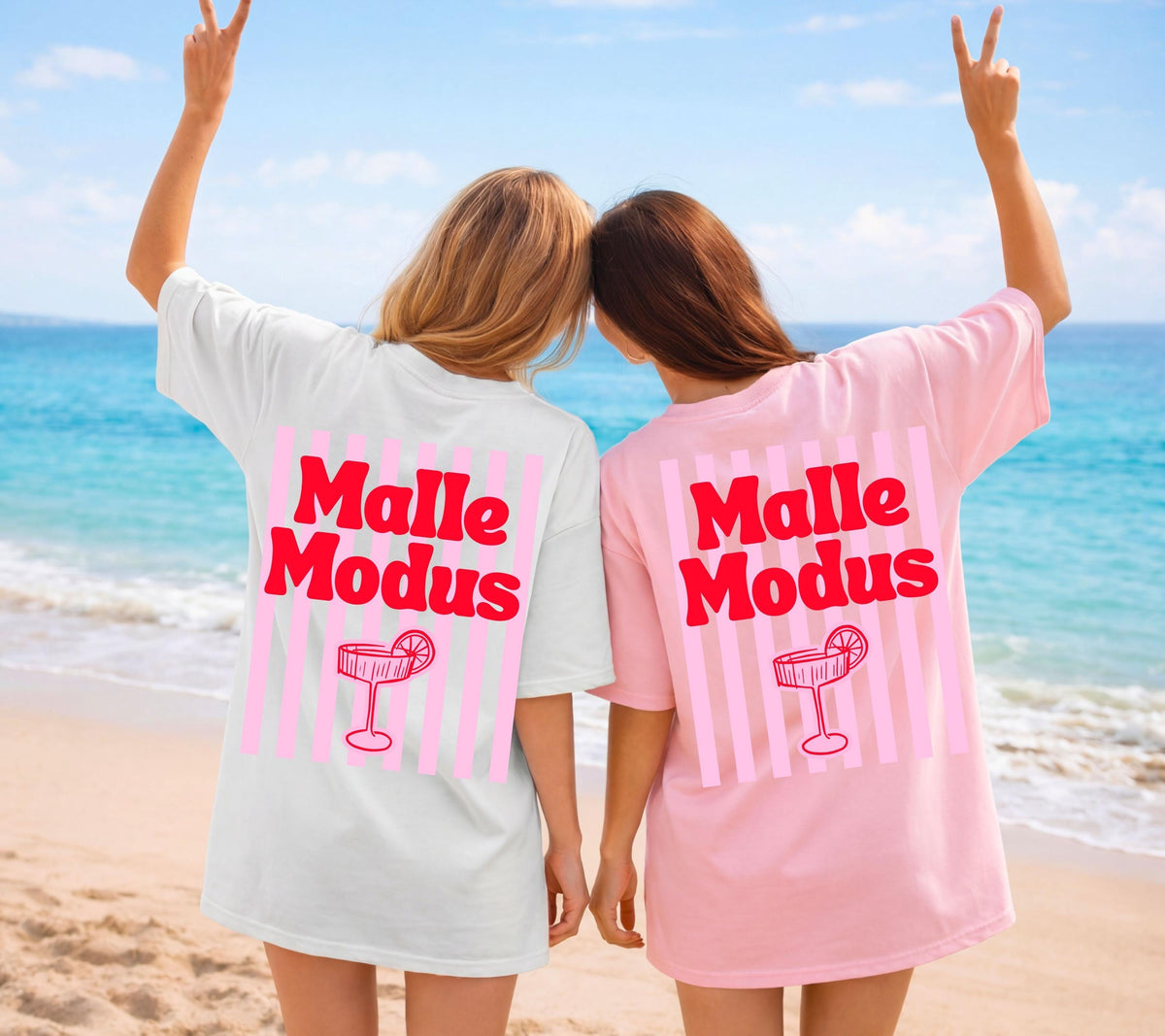 Malle Shirt, Malle Modus, Malle Tshirt, Mallorca Shirt, Bier Shirt, Ballermann Outfits, personalisiert, Damen, JGA, rosa rot