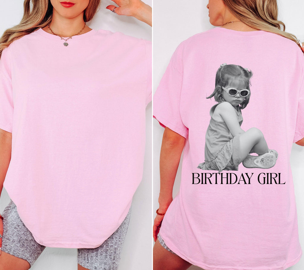 Geburtstag Shirt personalisiert Foto, Birthday Girl Shirt Damen, Geschenk Geburtstag Frau, Fotoshirt, 30 40 50 Geburtstagsshirt, Kinderfoto