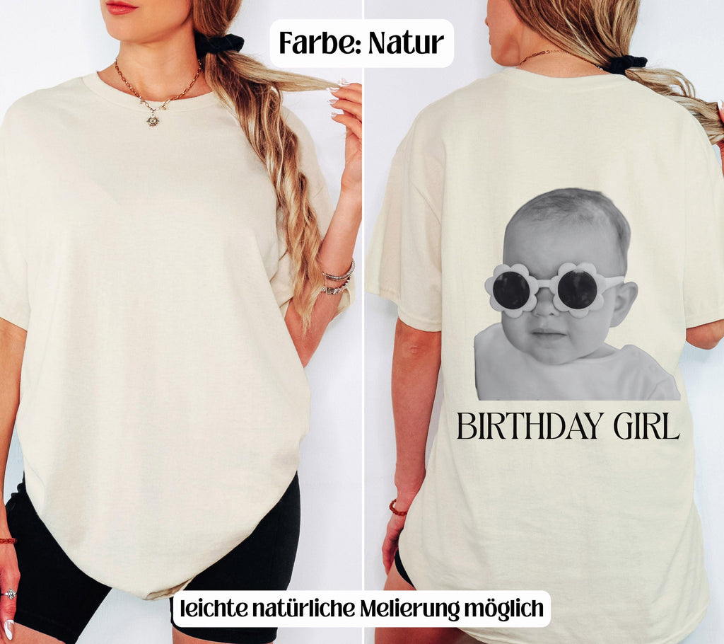 Geburtstag Shirt personalisiert Foto, Birthday Girl Shirt Damen, Geschenk Geburtstag Frau, Fotoshirt, 30 40 50 Geburtstagsshirt, Kinderfoto