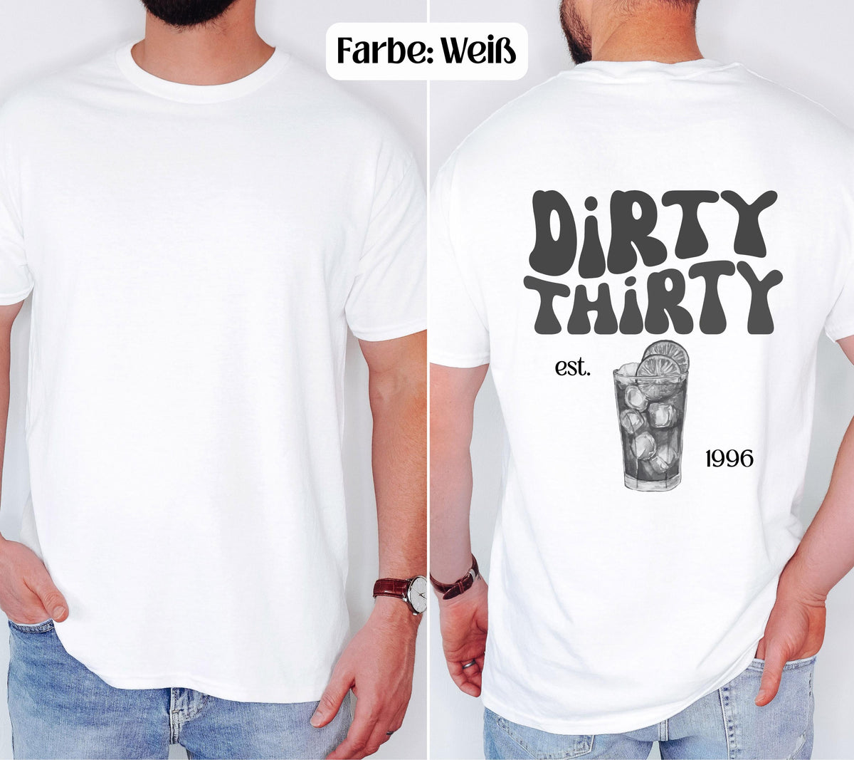 Geburtstags Shirt Herren, Männer, Dirty Thirty Shirt, est 1996, personalisierte Geschenke 30. Geburtstag, Geschenkidee dreißig, 30 Jahre