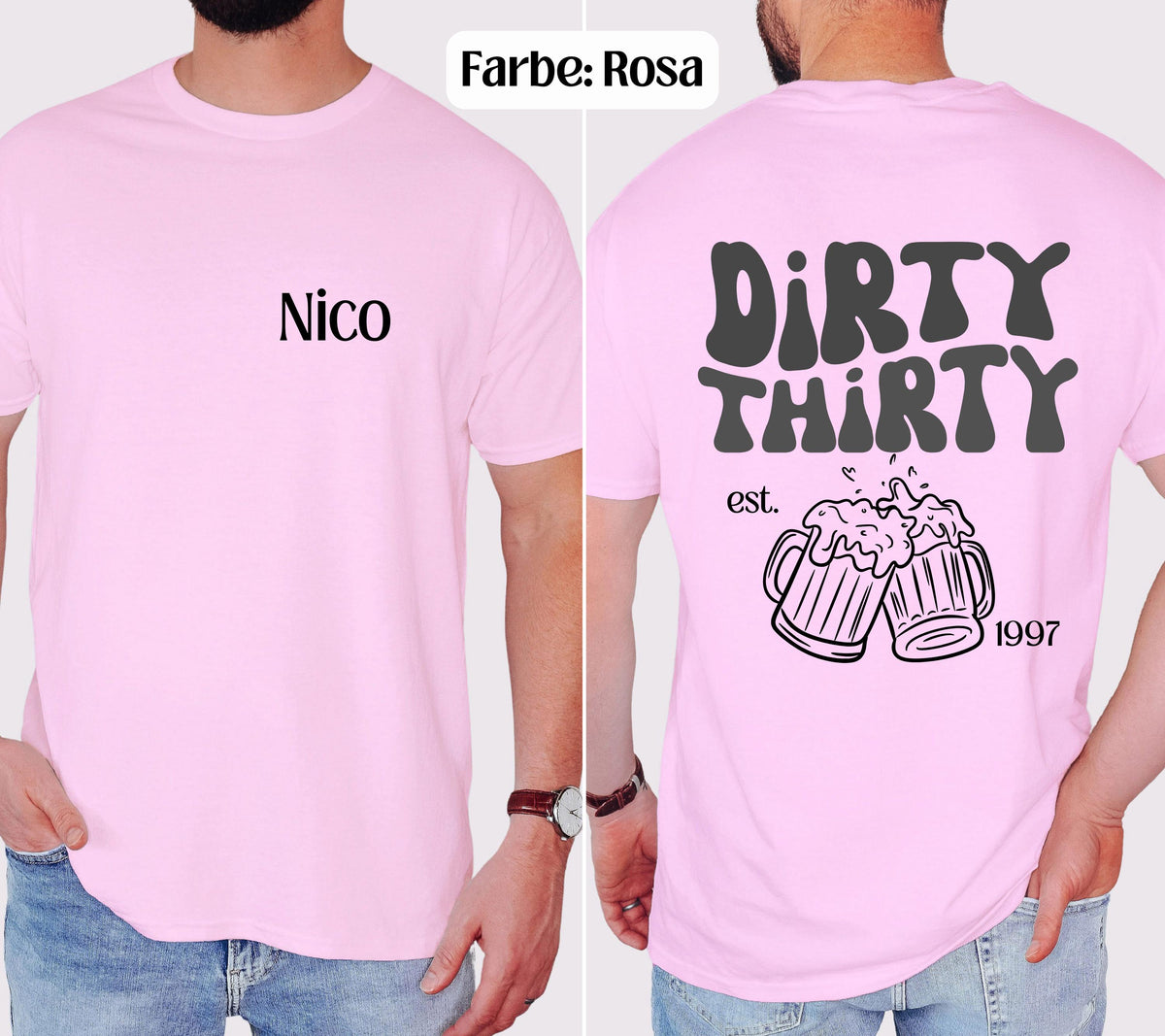 Dirty Thirty Shirt, Männer, Geburtstags Shirt mit Name, personalisiertes 30. Geburtstag Shirt, Geschenkidee dreißig, 30 Jahre, Herren Tshirt