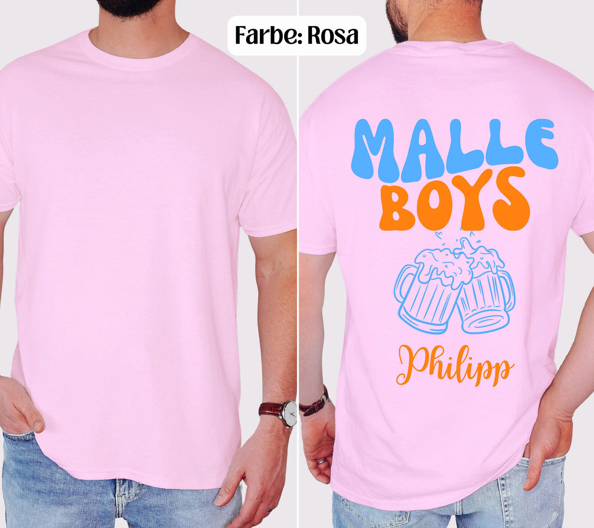 Malle Shirt Damen und Herren, Malle Shirts, Malle Girls & Boys, personalisiert mit Name, Mallorca Shirts, Bier Shirt, Gruppenshirt, Tshirt