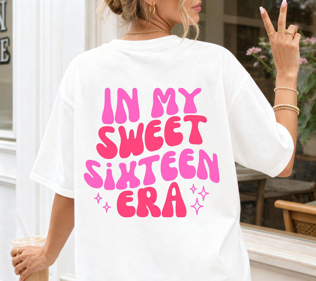 In Sweet Sixteen Era Shirt, Geburtstagsshirt, personalisiertes Geschenk 16. Geburtstag, Birthday Shirt Mädchen, Geschenk Tochter, Sweet 16