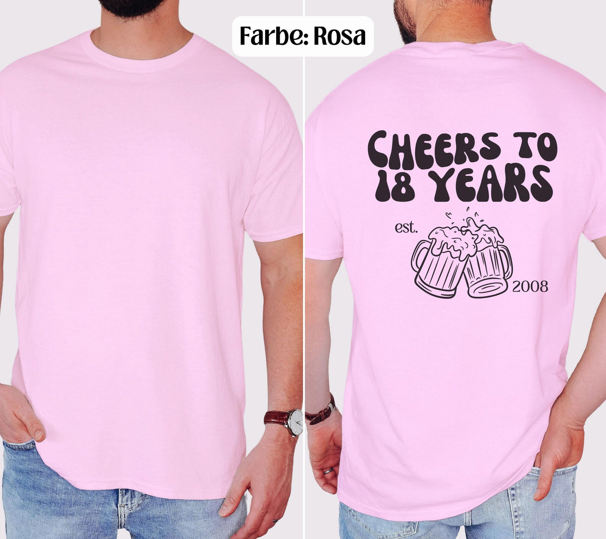 Geschenk 18. Geburtstag Männer, Geburtstags Shirt, personalisiertes 18. Geburtstag Shirt, Geschenkidee achtzehn, Herren, Cheers to 18 years