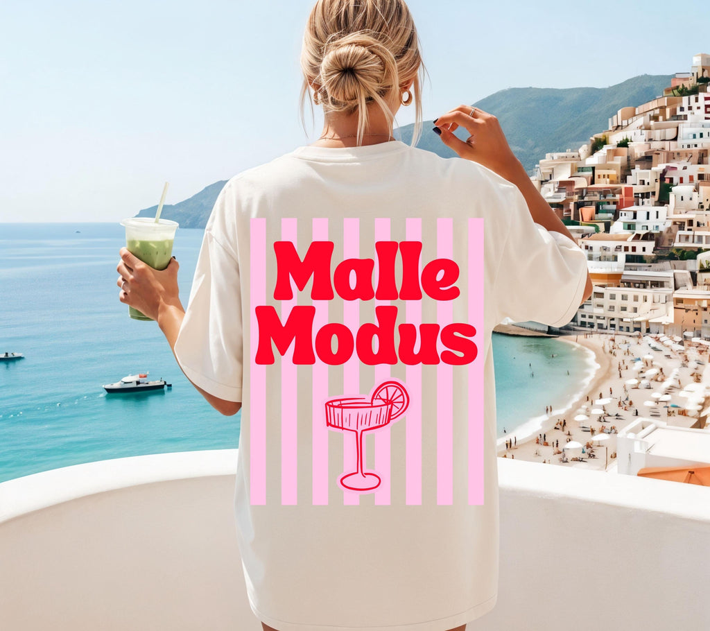 Malle Shirt, Malle Modus, Malle Tshirt, Mallorca Shirt, Bier Shirt, Ballermann Outfits, personalisiert, Damen, JGA, rosa rot