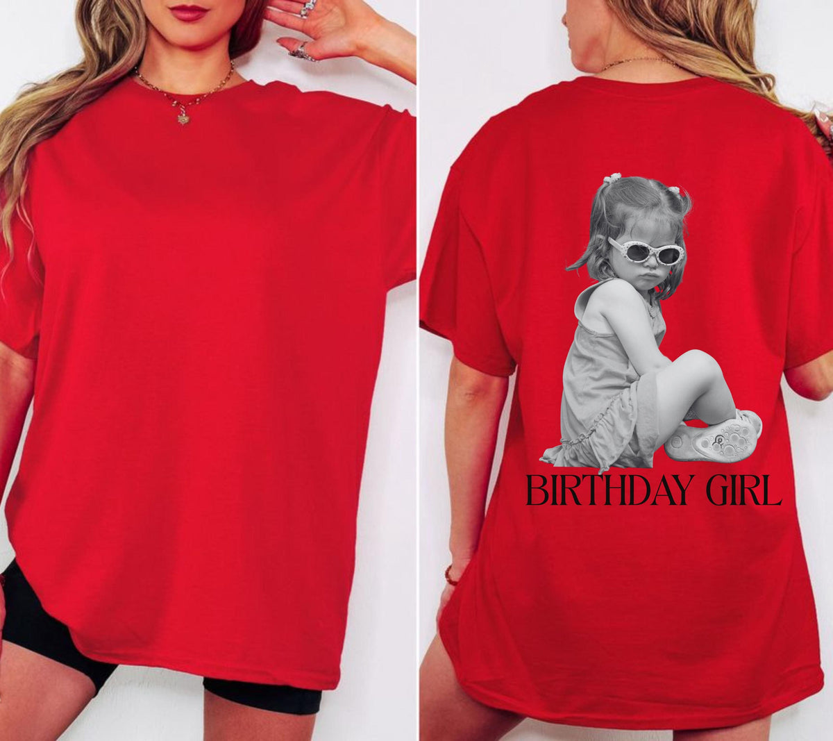 Geburtstag Shirt personalisiert Foto, Birthday Girl Shirt Damen, Geschenk Geburtstag Frau, Fotoshirt, 30 40 50 Geburtstagsshirt, Kinderfoto