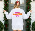 Weihnachtspullover Damen Merry Christmas, Pink Orange Xmas Sweater, Weihnachtspulli Frauen, Geschenk Weihnachten Mama Freundin
