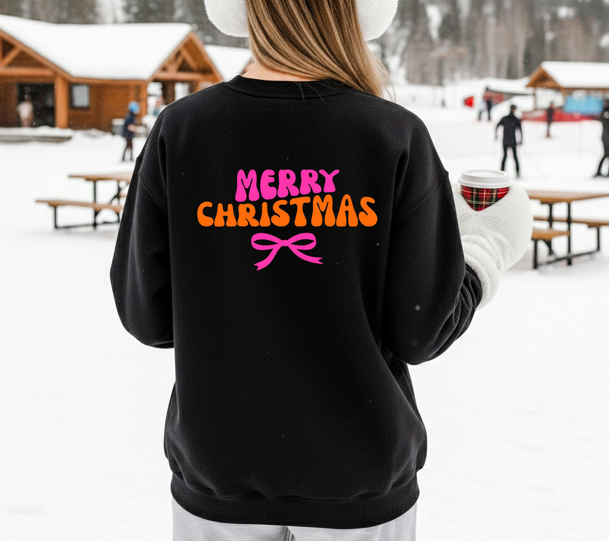 Weihnachtspullover Damen Merry Christmas, Pink Orange Xmas Sweater, Weihnachtspulli Frauen, Geschenk Weihnachten Mama Freundin