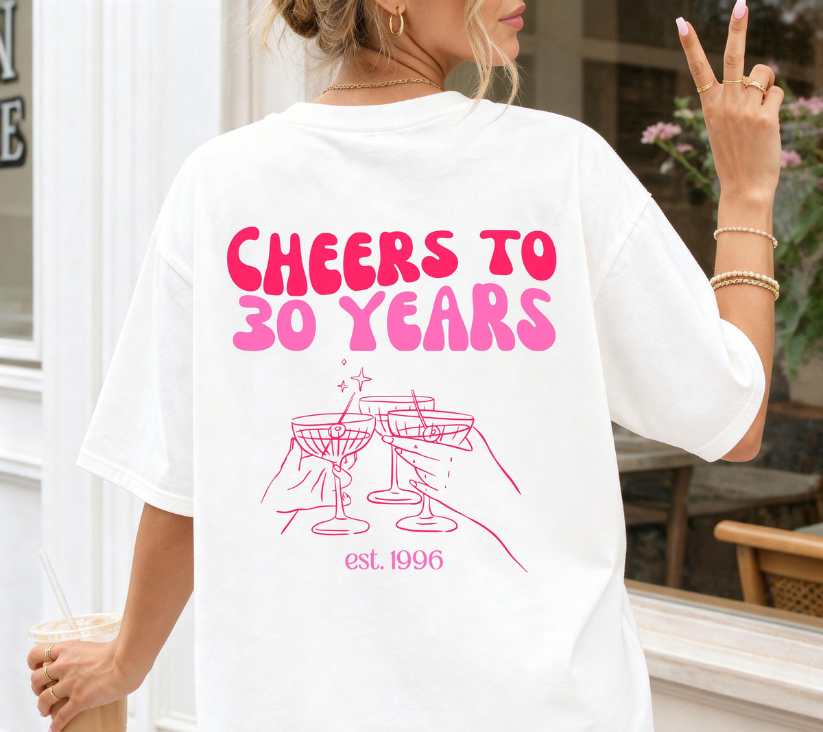 Geburtstags Shirt, Cheers to 30 years, est 1996, personalisiertes 30. Geburtstag Tshirt, Geschenkidee Geburtstag dreißig, Geburtstagsshirt