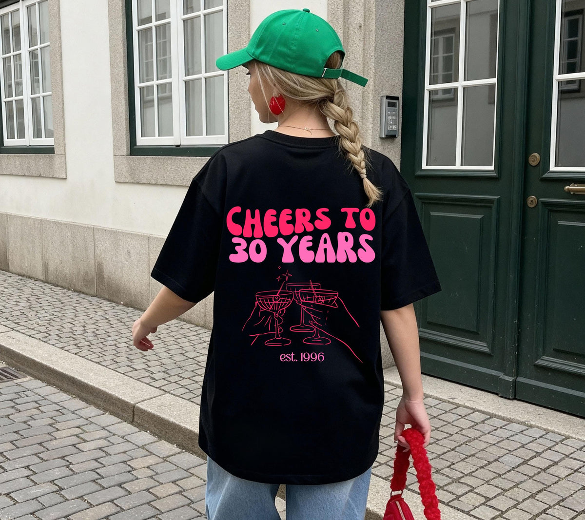 Geburtstags Shirt, Cheers to 30 years, est 1996, personalisiertes 30. Geburtstag Tshirt, Geschenkidee Geburtstag dreißig, Geburtstagsshirt