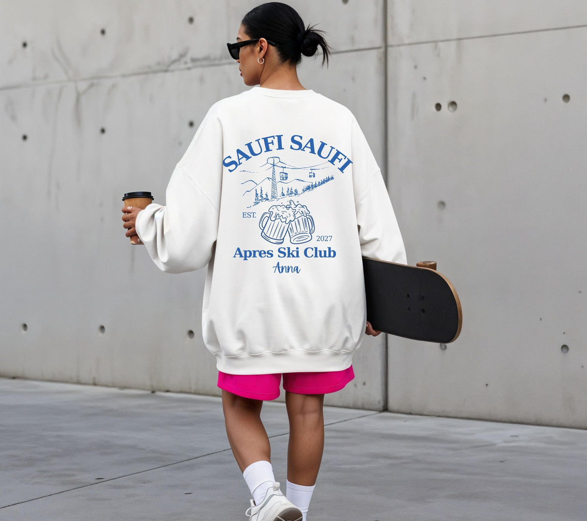 Apres Ski Pullover personalisiert | Saufi Saufi Après Ski Club mit Name & Jahr | Skiurlaub Outfit | Bier Pullover | Gruppen Geschenk
