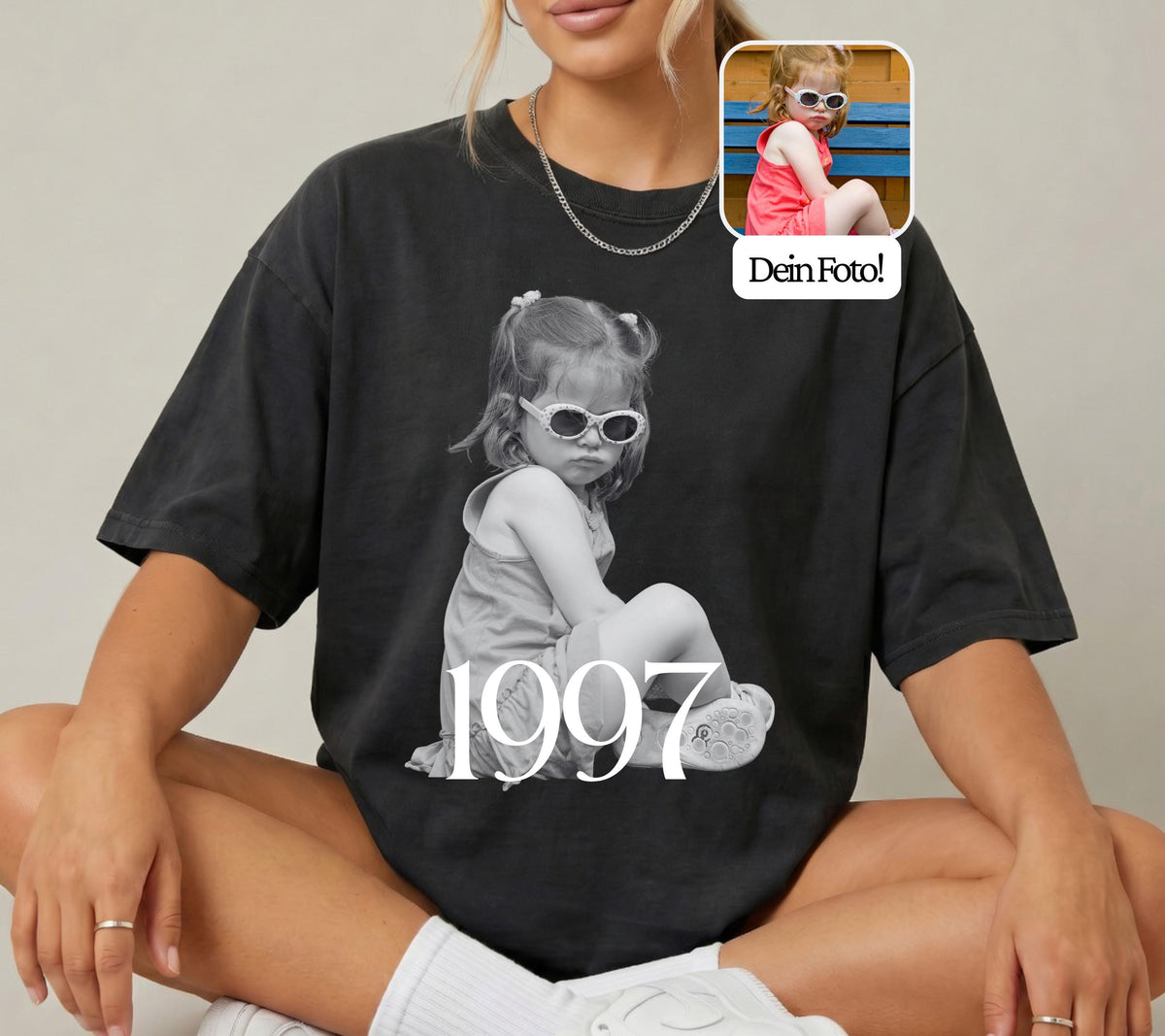 Geburtstag Shirt personalisiert mit Foto, 1996 Shirt Damen, Geschenk Geburtstag Frau, Fotoshirt 30. Geburtstag, Geburtstagsshirt, Kinderfoto