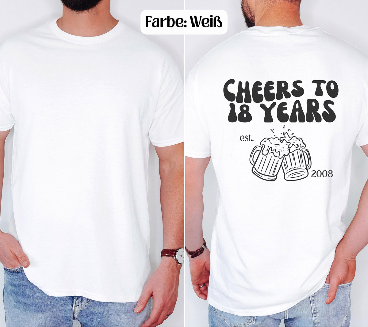 Geschenk 18. Geburtstag Männer, Geburtstags Shirt, personalisiertes 18. Geburtstag Shirt, Geschenkidee achtzehn, Herren, Cheers to 18 years
