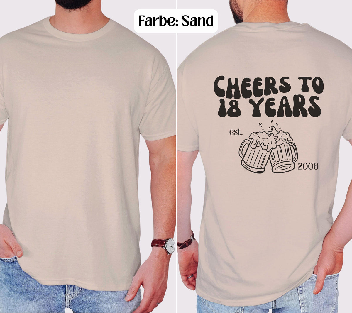 Geschenk 18. Geburtstag Männer, Geburtstags Shirt, personalisiertes 18. Geburtstag Shirt, Geschenkidee achtzehn, Herren, Cheers to 18 years