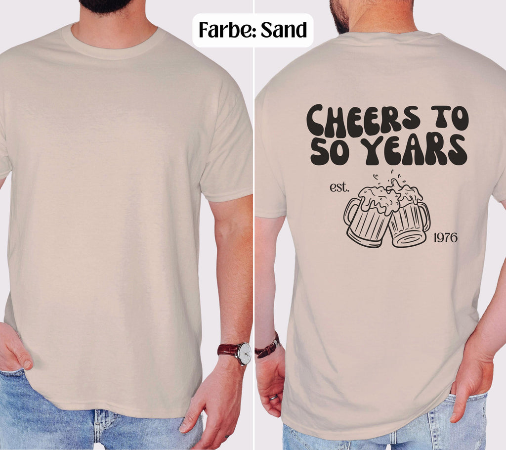 Geschenk 50. Geburtstag Männer, Geburtstags Shirt, personalisiertes 50. Geburtstag Shirt, Geschenkidee fünfzig, Herren, Cheers to 50 years