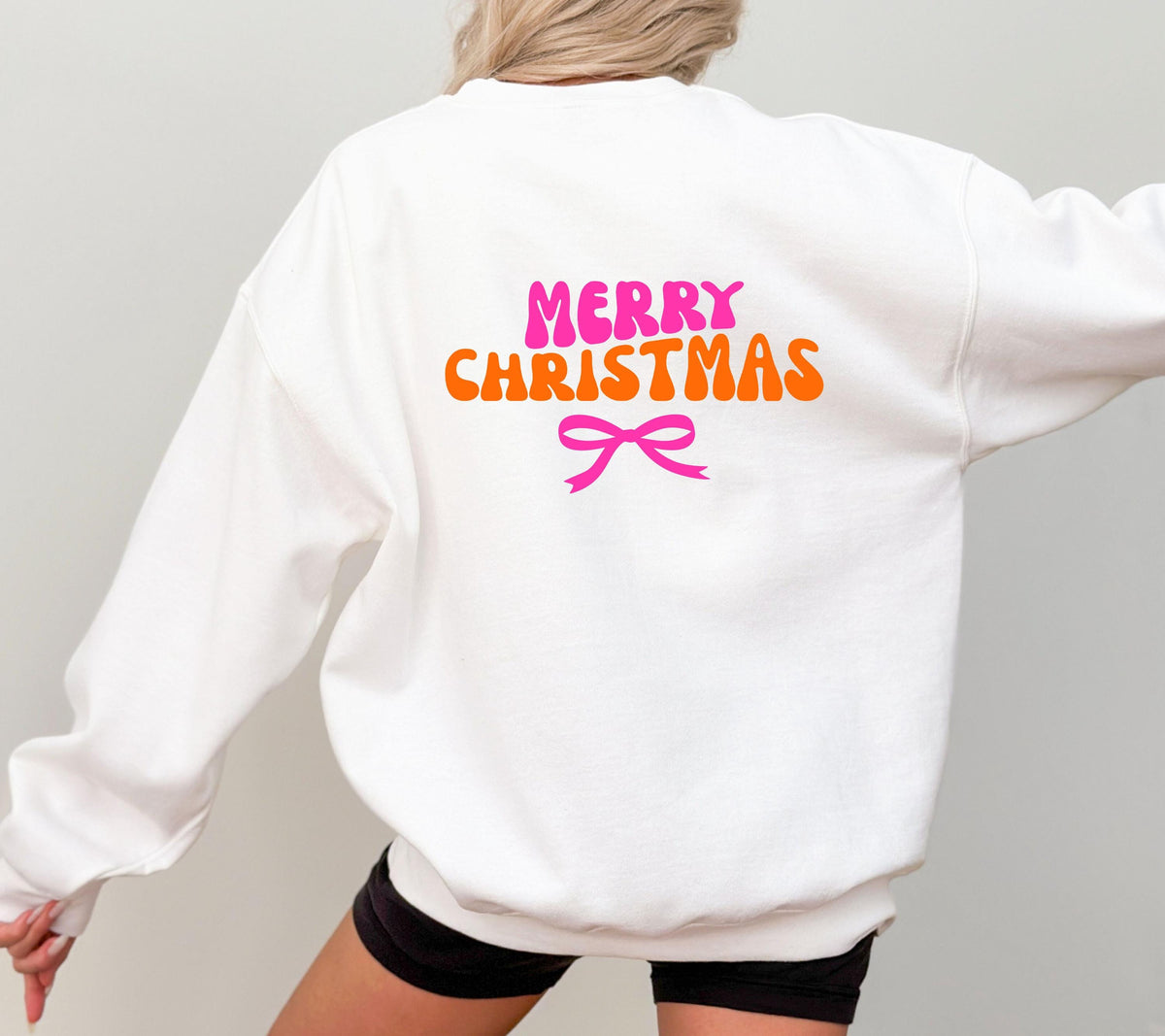 Weihnachtspullover Damen Merry Christmas, Pink Orange Xmas Sweater, Weihnachtspulli Frauen, Geschenk Weihnachten Mama Freundin